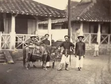 Riche Annamite montant à cheval, Cochinchine, 1866. Creator: Emile Gsell