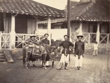 Riche Annamite montant à cheval, Cochinchine, 1866. Creator: Emile Gsell