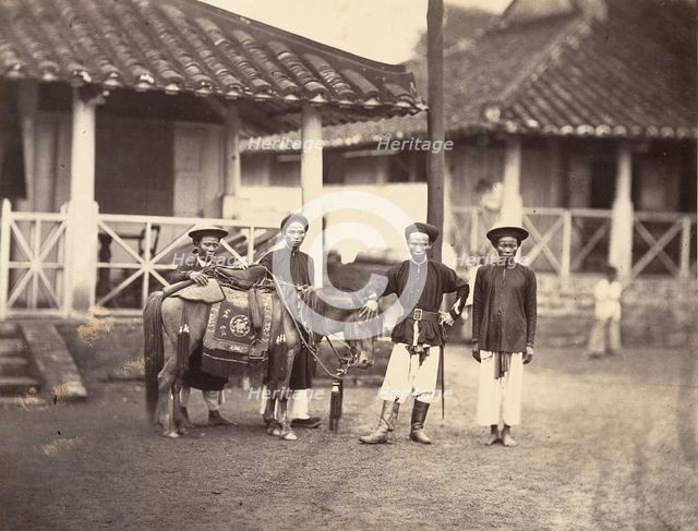 Riche Annamite montant à cheval, Cochinchine, 1866. Creator: Emile Gsell.