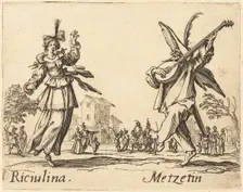 Riciulina and Metzetin, c. 1622. Creator: Jacques Callot
