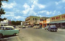 Ridgewood Avenue looking towards Circle Park, Sebring, Florida, USA, 1959