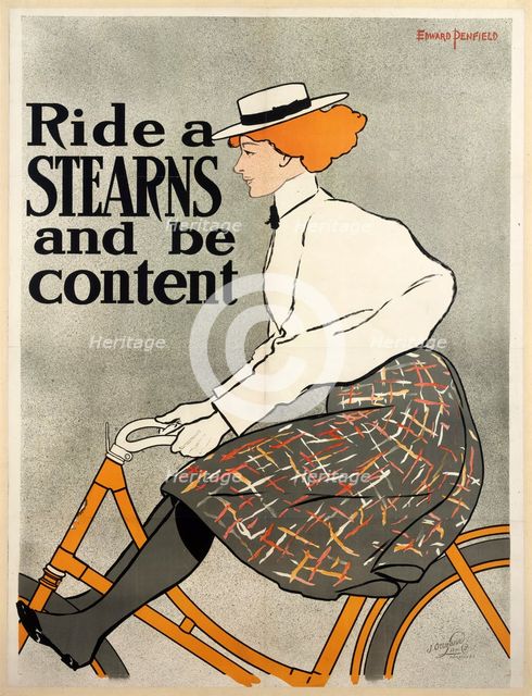 Ride a Stearns and be Content, c1896 (colour litho). Creator: Edward Penfield (1866 - 1925).
