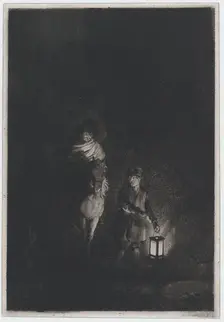 Rider and boy with lantern, 1797. Creator: Adam von Bartsch