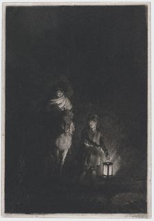 Rider and boy with lantern, 1797. Creator: Adam von Bartsch