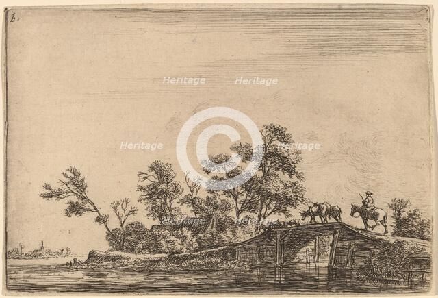 Rider and Flock on a Bridge. Creator: Anthonie Waterloo.