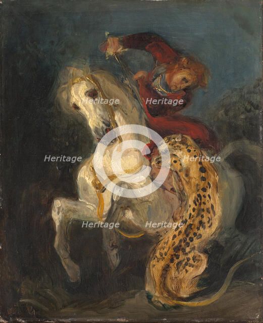 Rider Attacked by a Jaguar. Artist: Delacroix, Eugène (1798-1863)