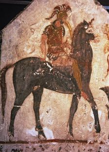Rider, Greek painting with italic influenced, from the Lucanian tomb at Paestum