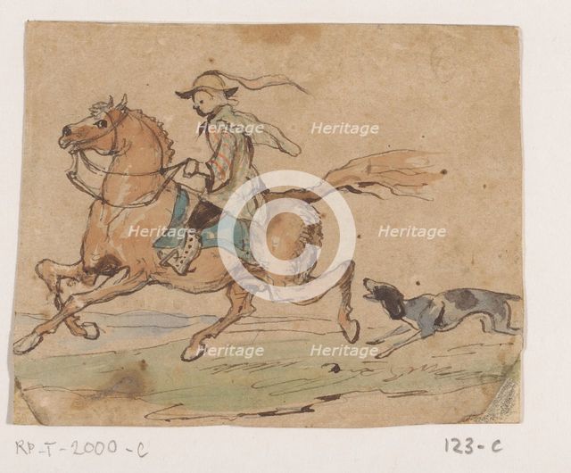 Rider on galloping horse, 1849. Creator: Johannes Tavenraat.