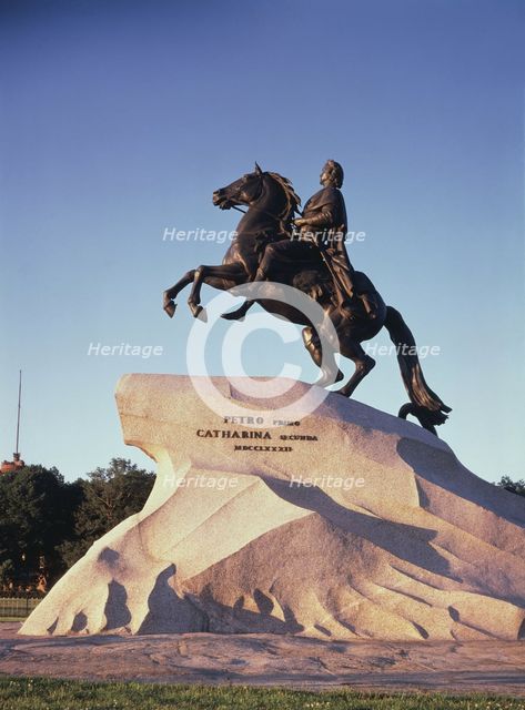 Rider statue of Peter the Great in St. Petersburg, 1766-1782. Artist: Falconet, Etienne Maurice (1716-1791)