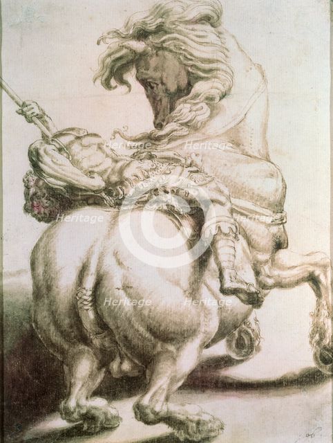 'Rider Pierced by a Spear', 16th century. Artist: Francesco Salviati