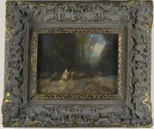 Riders on Horseback in Woods, 18th century. Creator: Unknown