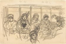 Riders on the Metro, c. 1890. Creator: Theophile Alexandre Steinlen