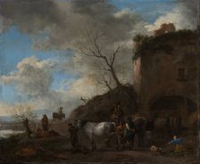 Riders at a Blacksmith's, c1650-1655. Creator: Philip Wouverman
