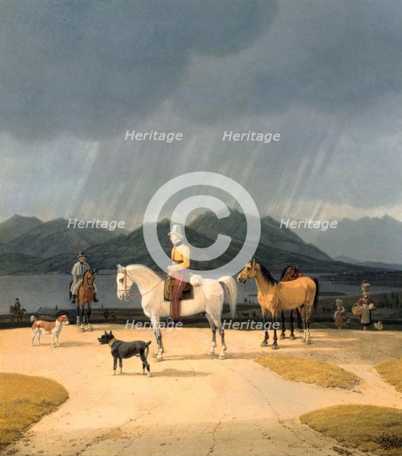 Riders at the Tegernsee, 1832. Artist: Kobell, Wilhelm, Ritter von (1766-1853)