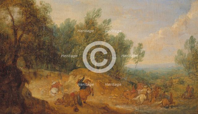 Riders attacked at a Ford. Creator: Adam Frans van der Meulen.