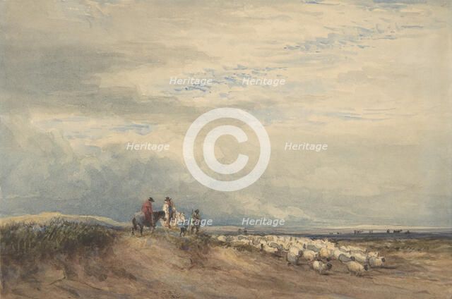 Riders with Sheep near an Estuary, 1830. Creator: David Cox the elder.