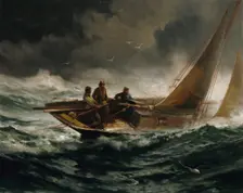 Riding out a Gale, ca. 1889. Creator: Edward Moran