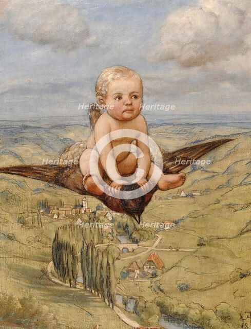 Riding on a Bird, 1885. Creator: Hans Thoma.
