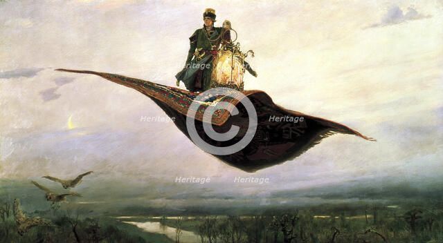 'Riding a Flying Carpet', 1880. Artist: Viktor Mihajlovic Vasnecov