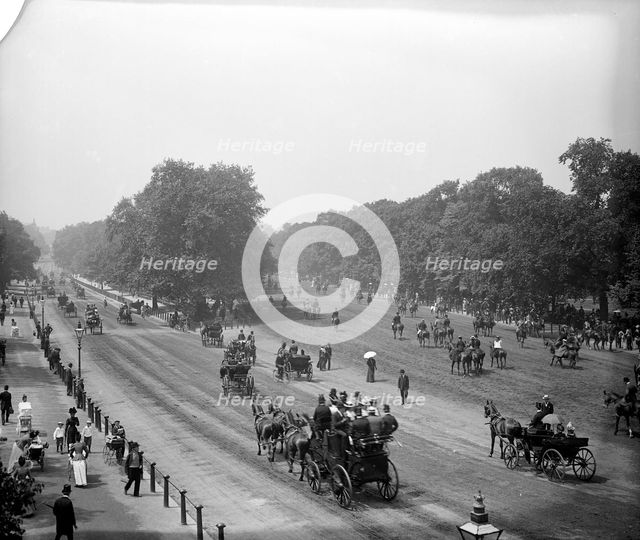 Riding in Rotten Row, Hyde Park, London, c1900. Artist: Unknown
