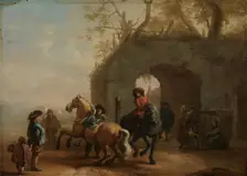 Riding school, copy after Philips Wouvermans, Mid 17th century. Creator: Unknown