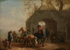 Riding school, copy after Philips Wouvermans, Mid 17th century. Creator: Unknown