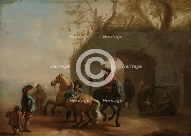 Riding school, copy after Philips Wouvermans, Mid 17th century. Creator: Unknown.