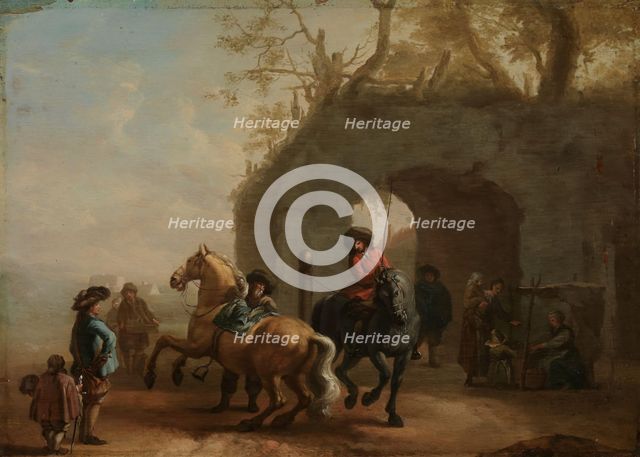Riding school, copy after Philips Wouvermans, Mid 17th century. Creator: Unknown.