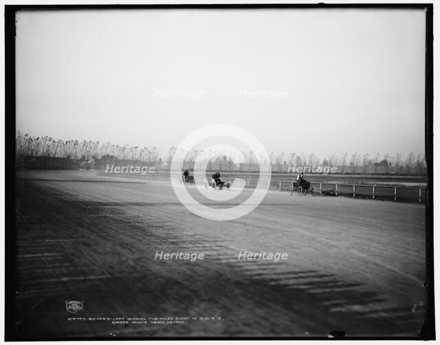 Riemer's Loco winning five-miles event in 10:51 4-5, Grosse Pointe track, Detroit, c1902. Creator: Unknown.