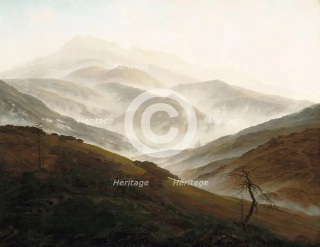 Riesengebirge Landscape with Rising Fog, ca 1820.