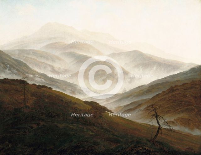 Riesengebirge Landscape with Rising Fog, ca 1820.