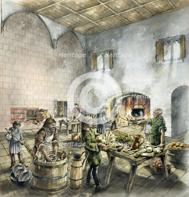 Rievaulx Abbey, 14th century, (c1990-2010). Artist: Peter Dunn.