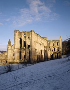 Rievaulx Abbey church from the North East with snow, North Yorkshire, 1998. Artist: Paul Highnam