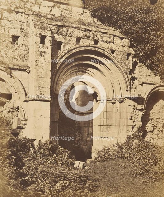 Rievaulx Abbey. Doorway of the Refectory, 1850s. Creator: Joseph Cundall.