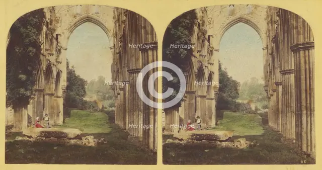 Rievaulx Abbey - interior of Choir, looking north, late 1850s. Creator: Ogle & Edge.
