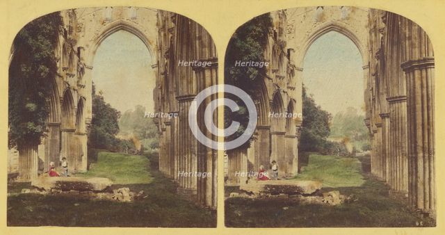 Rievaulx Abbey - interior of Choir, looking north, late 1850s. Creator: Ogle & Edge.