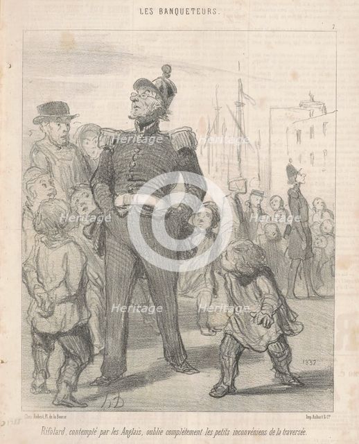 Rifolard, contemplé par les Anglais, oublie complètement les petits inconvéniens..., 19th century.  Creator: Honore Daumier.