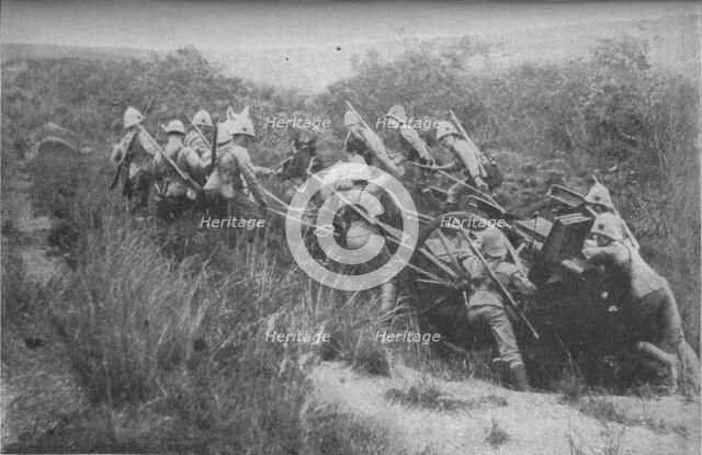 'Rifle Brigade Practising Hill Climbing with Maxim', 1902. Artist: Unknown.