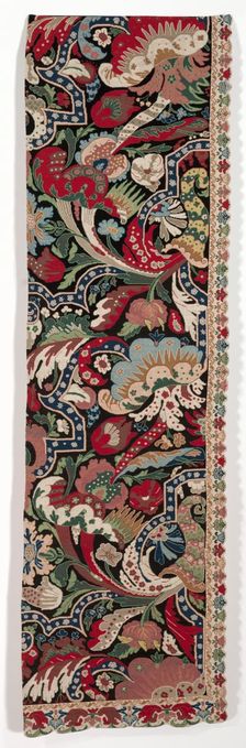 Right Half of a Pair of Needlework Bed Hangings in the Bizarre style, 1710-1720. Creator: Unknown