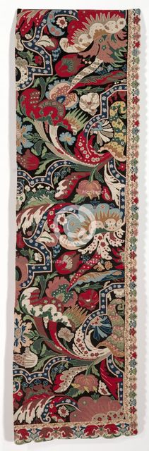 Right Half of a Pair of Needlework Bed Hangings in the Bizarre style, 1710-1720. Creator: Unknown.