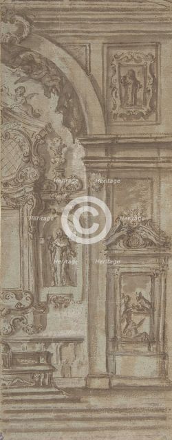 Right Half of a Wall Elevation with a Church Altar, 18th century. Creator: Anon.