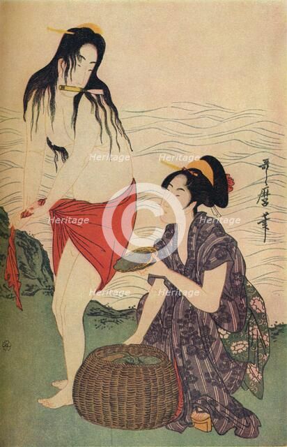 'Right hand panel of The Pearl Divers triptych by Utamaro', c1797-98, (1936). Creator: Kitagawa Utamaro.