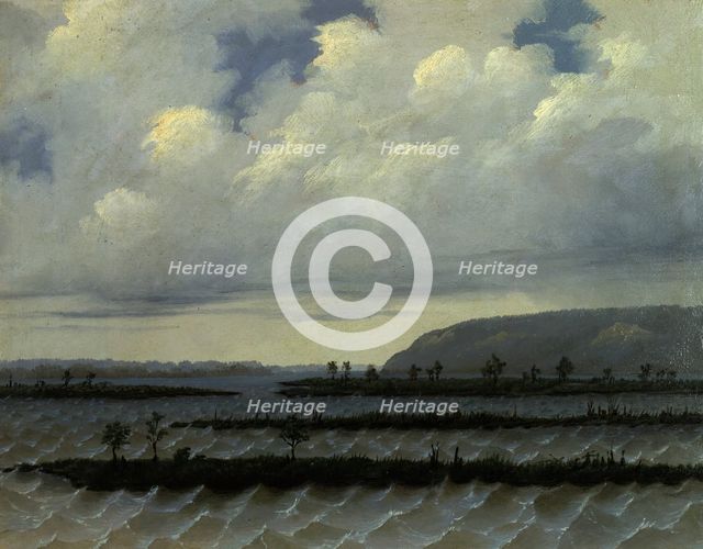 Right Side of the Gap in the Mountain Ridge of the Right Bank of the Irtysh by the River Ob..., 1883 Creator: Pavel Mikhailovich Kosharov.