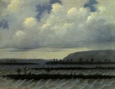 Right Side of the Gap in the Mountain Ridge of the Right Bank of the Irtysh by the River Ob..., 1883 Creator: Pavel Mikhailovich Kosharov