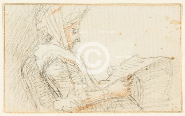 Right Profile of Seated Woman Reading, n.d. Creator: William Hoare.