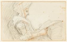 Right Profile of Seated Woman Reading, n.d. Creator: William Hoare