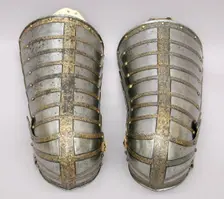 Right Thigh and Knee Defense (Cuisse and Poleyn) for the armour of Sir John Scudamore, British,1587. Creators: Royal Workshops at Greenwich, Jacob Halder