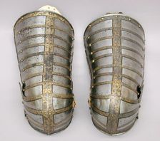 Right Thigh and Knee Defense (Cuisse and Poleyn) for the armour of Sir John Scudamore, British,1587. Creators: Royal Workshops at Greenwich, Jacob Halder