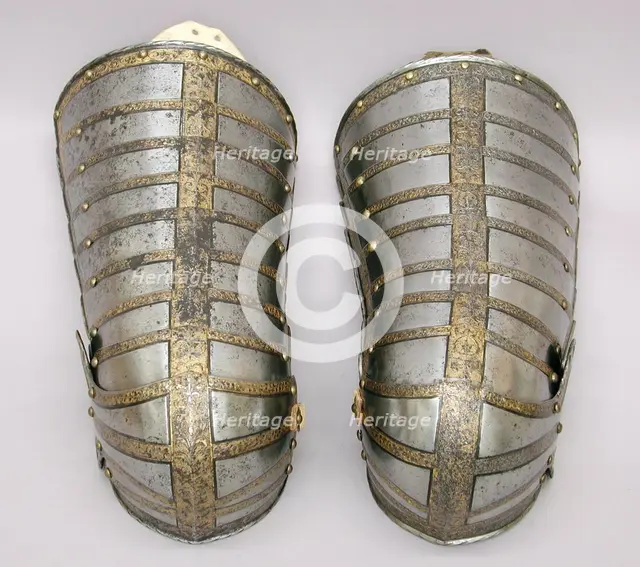 Right Thigh and Knee Defense (Cuisse and Poleyn) for the armour of Sir John Scudamore, British,1587. Creators: Royal Workshops at Greenwich, Jacob Halder.