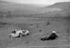 Riley 16 competing in the London Motor Club Coventry Cup Trial, Knatts Hill, Kent, 1938. Artist: Bill Brunell